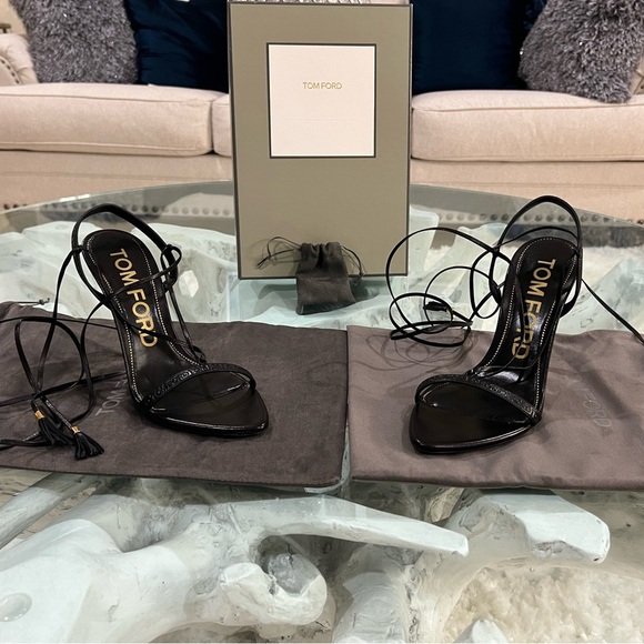 Authentic NIB TOM FORD LEATHER TASSEL ANKLE WRAP SANDAL...RETAIL $1390 - Picture 10 of 13